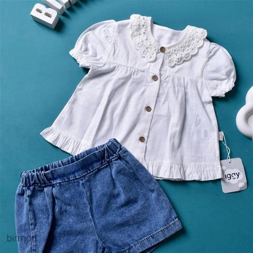 دوتیکه دخترانه تابستانی یقه گیپور جداشونده اورجینال ایگی ترکیه 5145