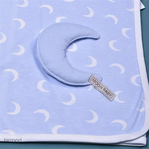 پتو دورپیچ اورجینال کارامل ترکیه طرح حلال ماه آبی