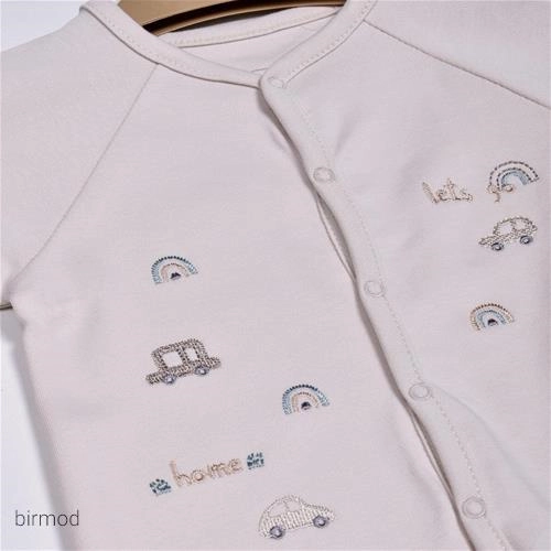 سرهم نخی فوق نرم لیمویی و کرم دکمه وسط طرح ماشین بالن اورجینال ترکیه کارامل