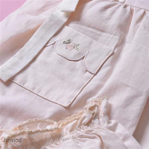 پیراهنی یقه حلالی صورتی و گلبهی نخی اورجینال ترک مون استار 51168