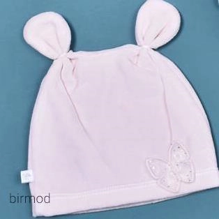 کلاه مخمل صورتی دخترانه طرح پروانه اورجینال کارامل ترکیه