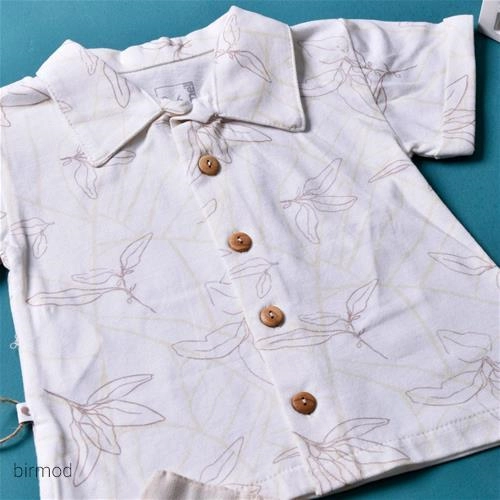 دو تکه پسرانه یقه مردانه هاوایی تابستانی کرم 1750