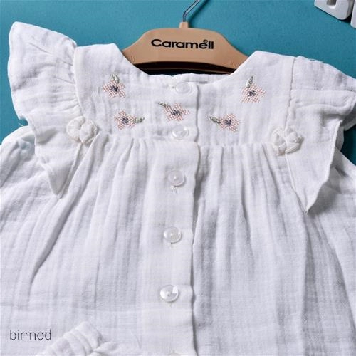 دخترانه دو تیکه موسلین بدون آستین تابستانی دکمه تا انتها 1664