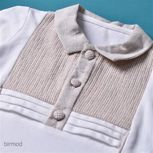 سرهم پسرانه سفید کرم کتان جورابدار مای میو اورجینال ترکیه 4227