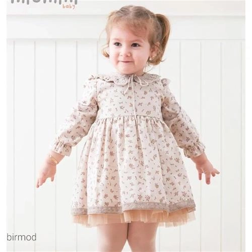 پیراهنی میومینی یقه گیپوری کرم 3883 اورجینال ترکیه