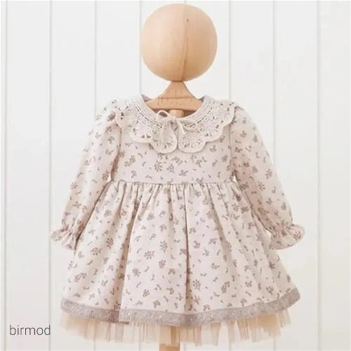 پیراهنی میومینی یقه گیپوری کرم 3883 اورجینال ترکیه