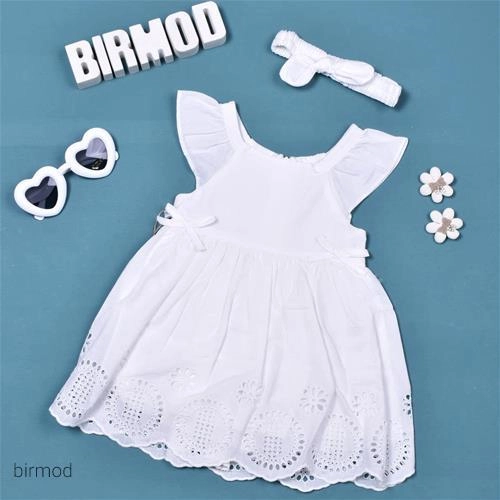 پیراهنی سفید خامه دوزی کمر پاپیون دار و تل دار ترک اورجینال کارامل