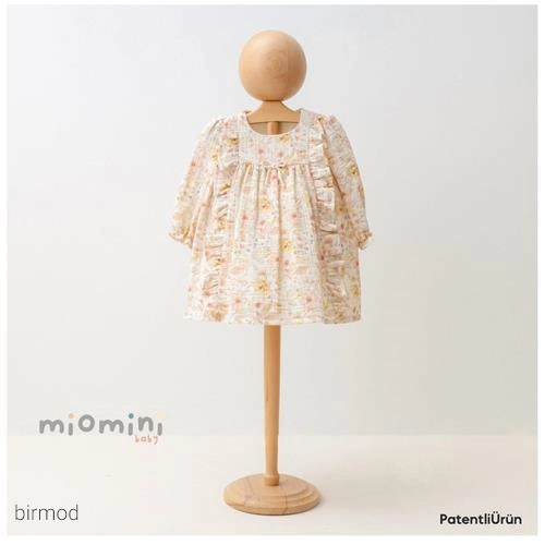 پیراهنی گل گلی چین دار موسلین میومینی 4320 اورجینال ترکیه