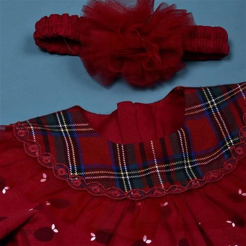 پیراهنی قرمز یلدایی کریسمسی طرح انار کارامل اورجینال ترکیه