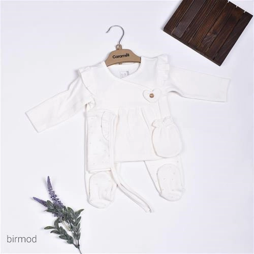 ست نوزادی 5 تیکه بیسگوئیتی دخترانه کارامل اورجینال ترکیه