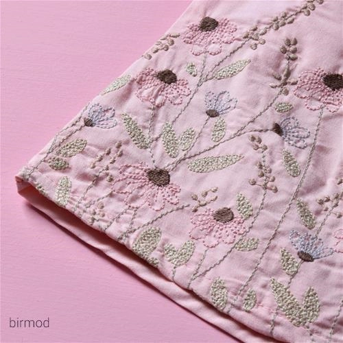 پیراهنی دو تیکه سارافن دار صورتی گلدوزی یقه چین دار اورجینال ترک مون استار 51169