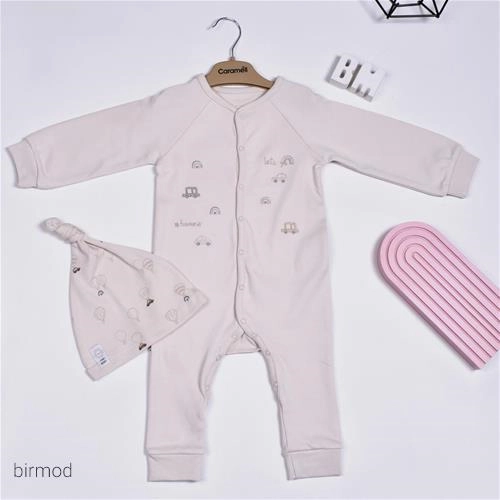 سرهم نخی فوق نرم لیمویی و کرم دکمه وسط طرح ماشین بالن اورجینال ترکیه کارامل