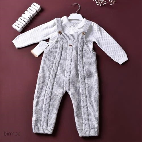 بافت دو بندی سفید طوسی پشم گوسفندی خالص پسرانه اورجینال لئوکینگ ترکیه 4322