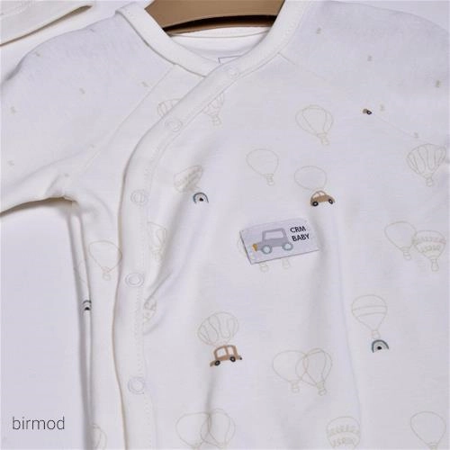 سرهم نخی فوق نرم لیمویی دکمه دار طرح ماشین بالن کارامل اورجینال ترکیه