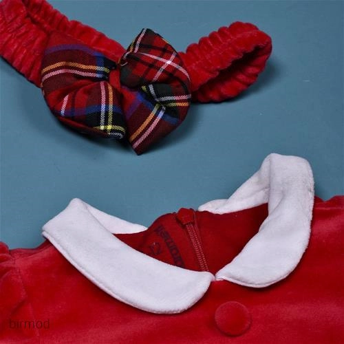 پیراهنی یقه ب ب مخمل یلدا کریسمس پیچازی با تل اورجینال کارامل