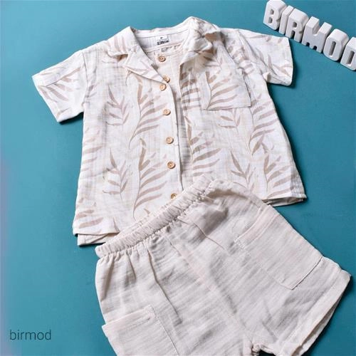 سه تیکه موسلین هاوایی پسرانه اورجینال کارامل ترکیه 1676