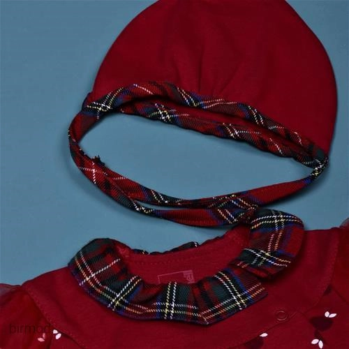 ست نوزادی پنج تیکه قرمز یلدایی کریسمسی طرح انار کارامل اورجینال ترکیه