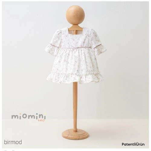 پیراهنی گل گلی آستین چین میومینی 4307 اورجینال ترکیه