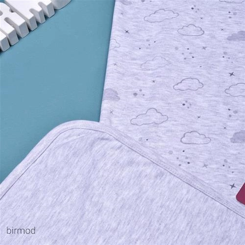 پتو نخ پنبه دورپیچ نرم طرح ابر و باران اورجینال کارامل ترکیه