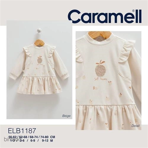 پیراهنی نخ پنبه شنل دوزی کارامل  1187 اورجینال ترکیه