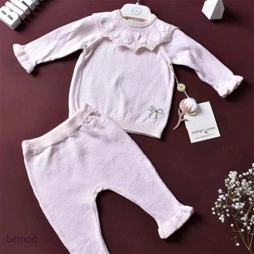 بلوز شلوار نیپرلند یقه لوتوس صورتی وکرم اورجینال ترک 8230