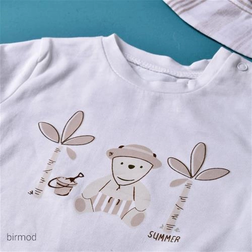 دو تیکه تابستانی کلاه دار اورجینال بلوجویز ترکیه 2186