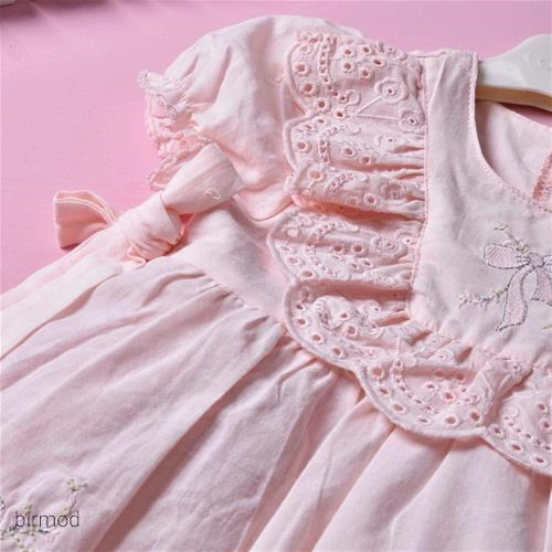 پیراهنی سفید و صورتی خامه دوزی اورجینال ترک مون استار 51172