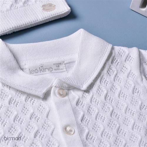 سرهم پسرانه بافت تریکو پنبه لئوکینگ دکمه دار و کلاه دار 7382