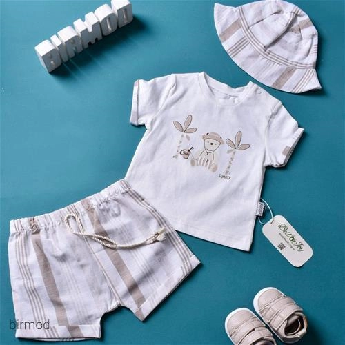 دو تیکه تابستانی کلاه دار اورجینال بلوجویز ترکیه 2186