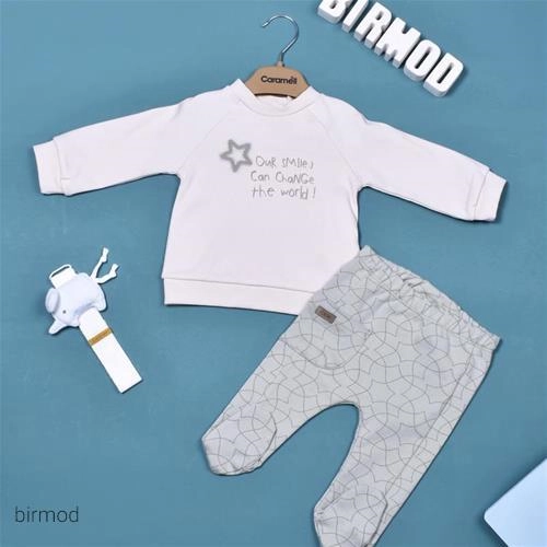 ست بلوز شلوار طرح ستاره سبز اورجینال کارامل ترکیه