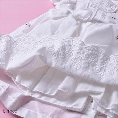 پیراهنی خامه دوزی سفید اورجینال ترک مون استار 51170