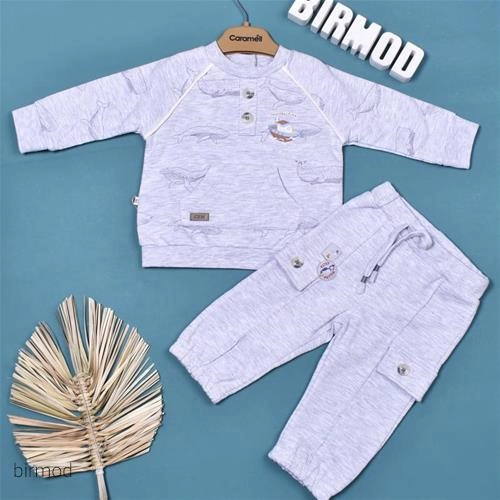 بلوز شلوار راحتی طرح journey time اورجینال کارامل ترکیه