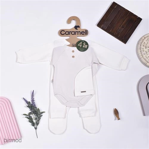 ست بیمارستانی 4 تیکه نوزادی بیسگوئیتی پسرانه کارمل اورجینال ترکیه