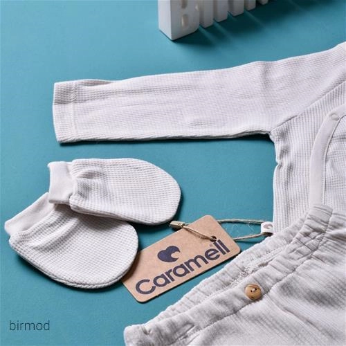 ست بیمارستانی نوزادی بیسگوئیتی پنج تیکه کارامل اورجینال ترکیه