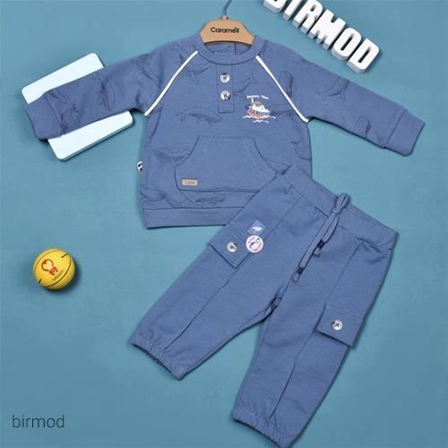 بلوز شلوار راحتی طرح journey time اورجینال کارامل ترکیه